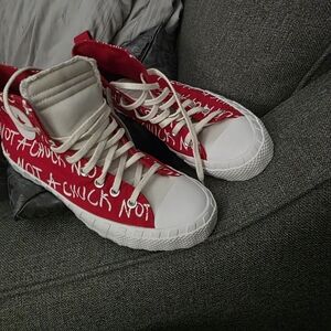 Converse Red and White High-Top Sneakers